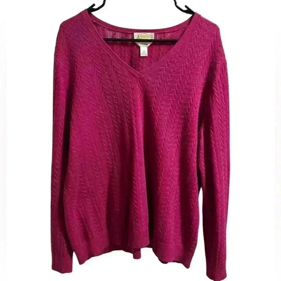 VTG Talbots 100% Pima Cotton Cable Knit Sweater Size 1X - Picture 1 of 3